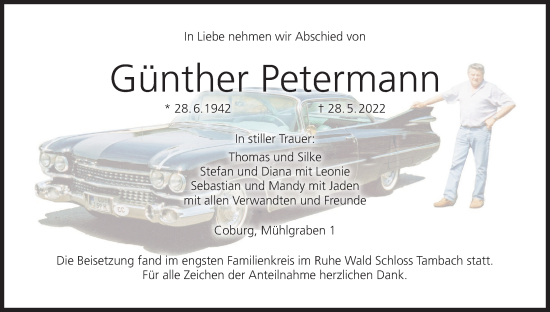 Anzeige von Günther Petermann von MGO