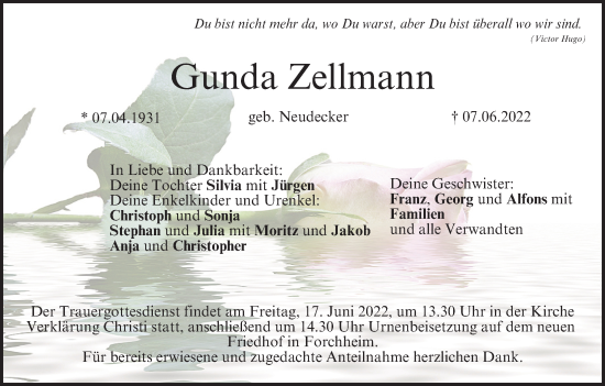 Anzeige von Gunda Zellmann von MGO