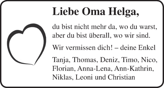 Anzeige von Helga  von MGO