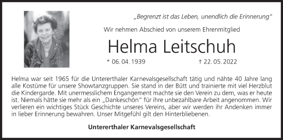 Anzeige von Helma Leitschuh von MGO