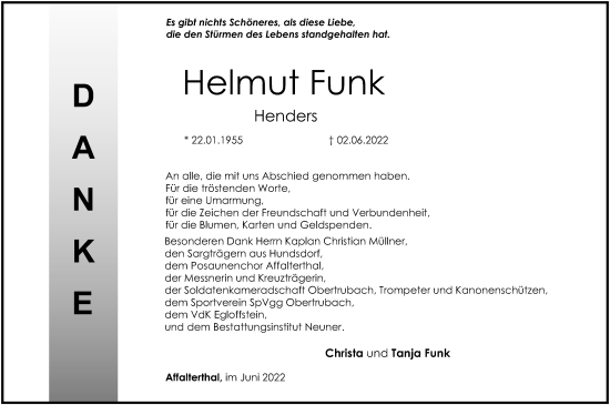 Anzeige von Helmut Funk von MGO