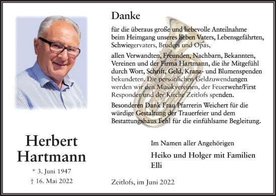 Anzeige von Herbert Hartmann von MGO