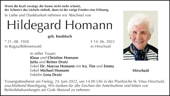 Anzeige von Hildegard Homann von MGO