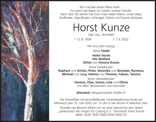 Anzeige von Horst Kunze von MGO
