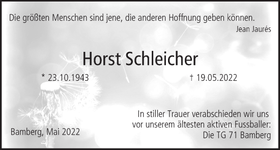 Anzeige von Horst Schleicher von MGO
