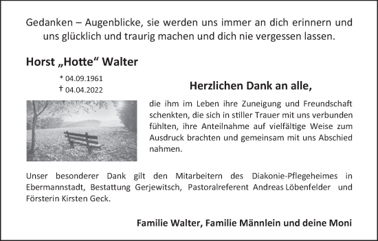 Anzeige von Horst Walter von MGO