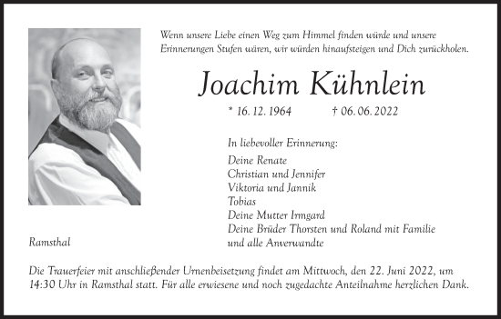 Anzeige von Joachim Kühnlein von MGO