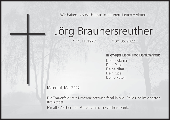 Anzeige von Jörg Braunersreuther von MGO