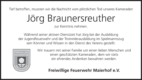 Anzeige von Jörg Braunersreuther von MGO
