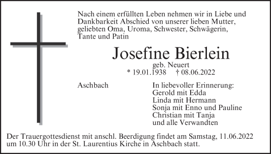 Anzeige von Josefine Bierlein von MGO