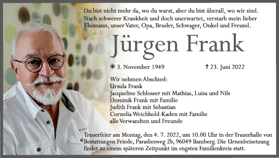 Anzeige von Jürgen Frank von MGO