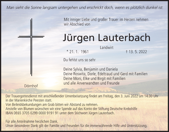 Anzeige von Jürgen Lauterbach von MGO