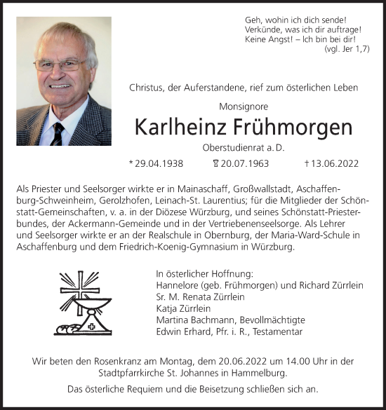 Anzeige von Karlheinz Frühmorgen von MGO