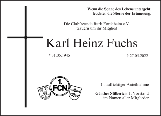Anzeige von Karl Heinz Fuchs von MGO
