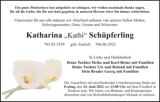 Anzeige von Katharina Schüpferling von MGO