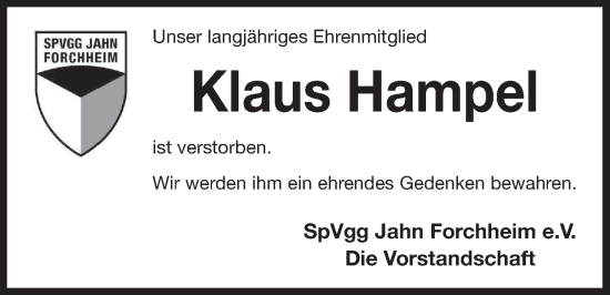 Anzeige von Klaus Hampel von MGO