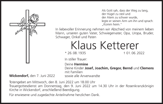 Anzeige von Klaus Ketterer von MGO