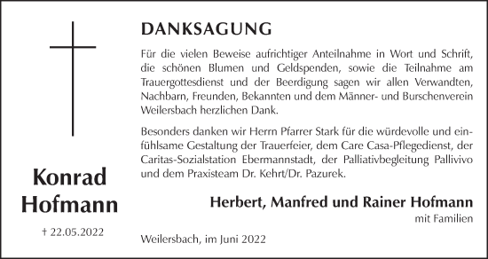 Anzeige von Konrad Hofmann von MGO