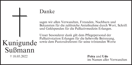 Anzeige von Kunigunde Sußmann von MGO