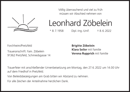 Anzeige von Leonhard Zöbelein von MGO