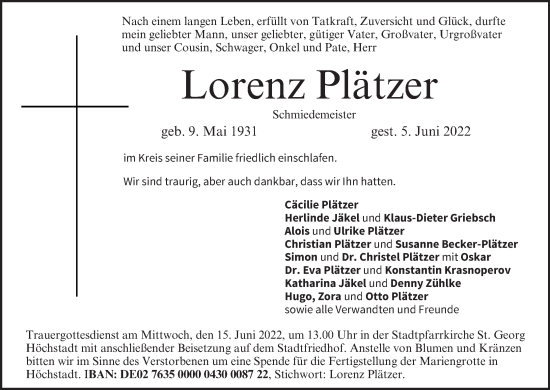 Anzeige von Lorenz Plätzer von MGO