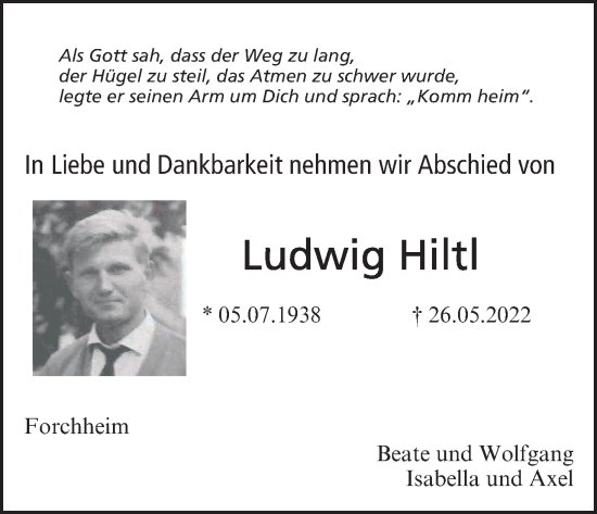 Anzeige von Ludwig Hiltl von MGO