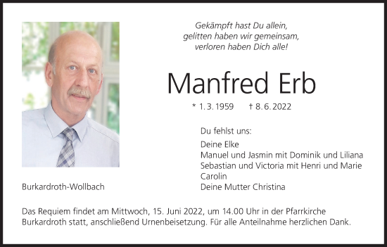 Anzeige von Manfred Erb von MGO