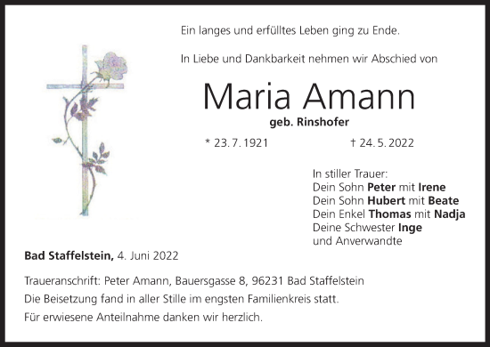 Anzeige von Maria Amann von MGO