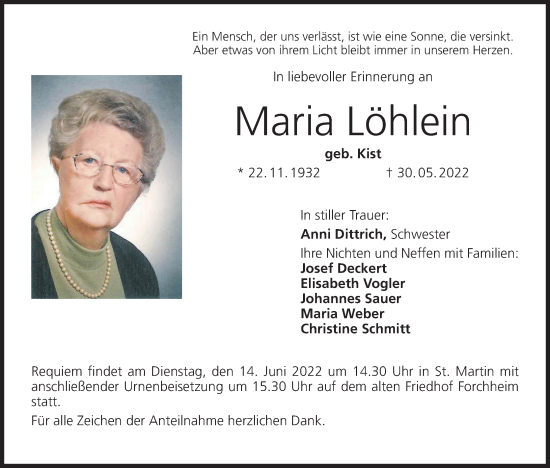 Anzeige von Maria Löhlein von MGO