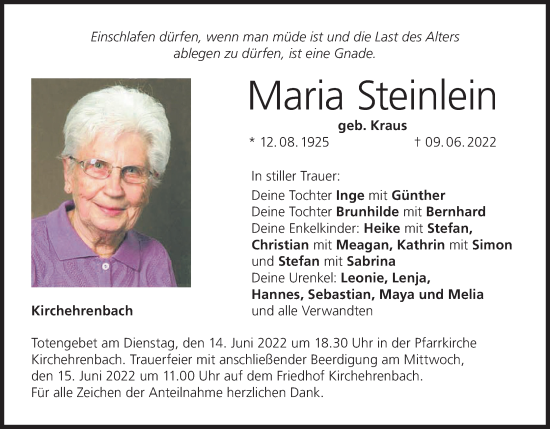 Anzeige von Maria Steinlein von MGO