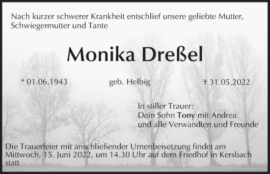 Anzeige von Monika Dreßel von MGO