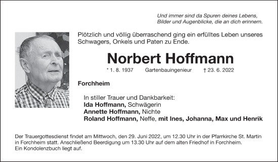 Anzeige von Norbert Hoffmann von MGO