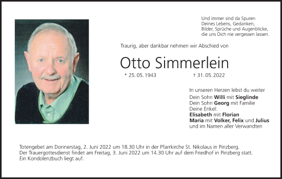 Anzeige von Otto Simmerlein von MGO