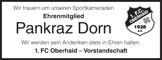 Anzeige von Pankraz Dorn von MGO