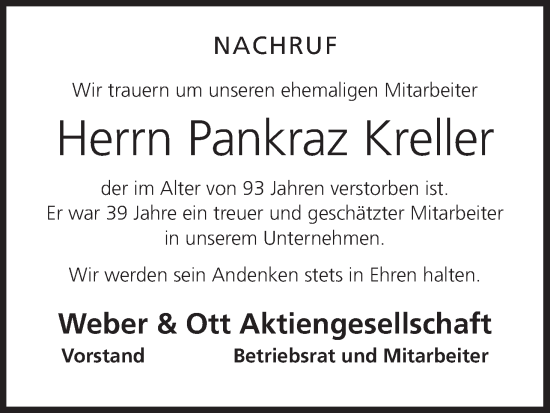 Anzeige von Pankraz Kreller von MGO