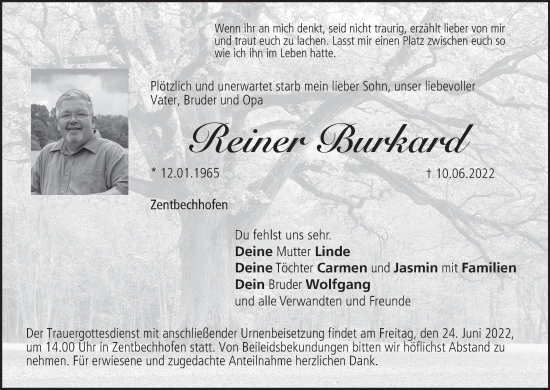 Anzeige von Reiner Burkard von MGO