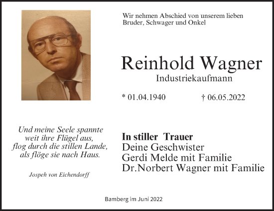 Anzeige von Reinhold Wagner von MGO