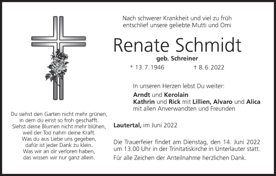 Anzeige von Renate Schmidt von MGO