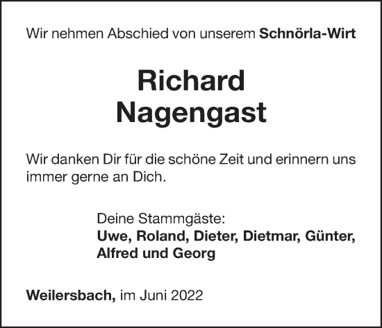 Anzeige von Richard Nagengast von MGO
