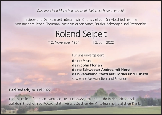 Anzeige von Roland Seipelt von MGO