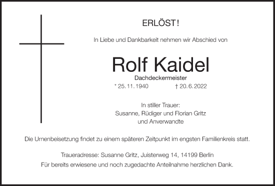 Anzeige von Rolf Kaidel von MGO