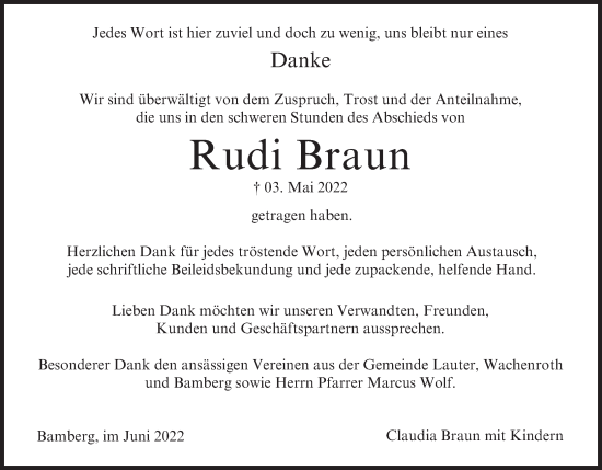 Anzeige von Rudi Braun von MGO