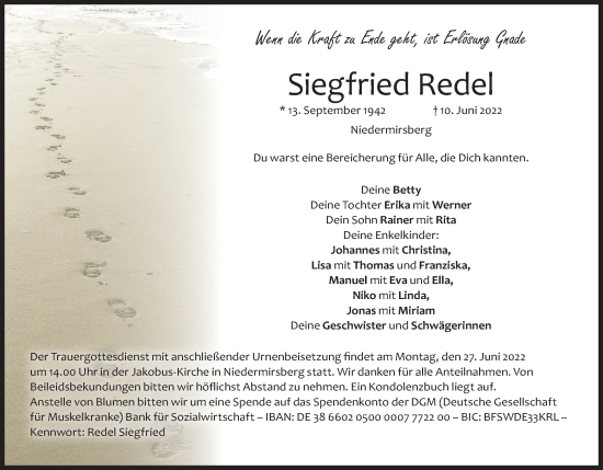 Anzeige von Siegfried Redel von MGO