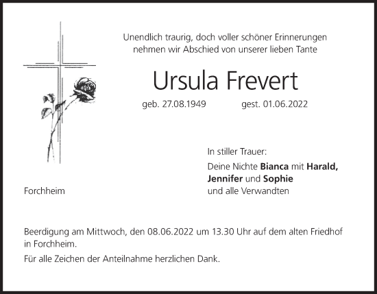 Anzeige von Ursula Frevert von MGO