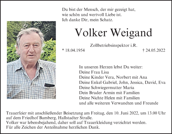 Anzeige von Volker Weigand von MGO