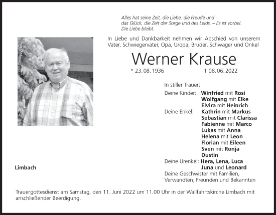 Anzeige von Werner Krause von MGO