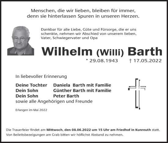 Anzeige von Wilhelm Barth von MGO
