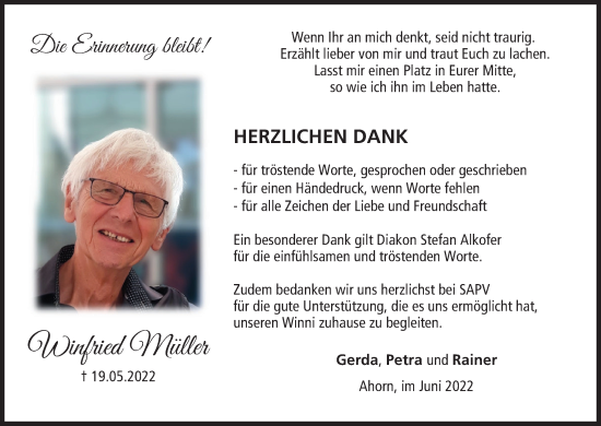 Anzeige von Winfried Müller von MGO
