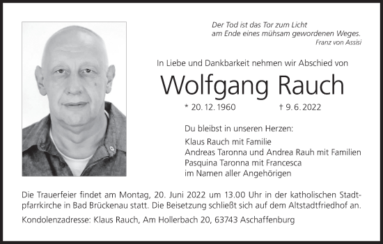 Anzeige von Wolfgang Rauch von MGO