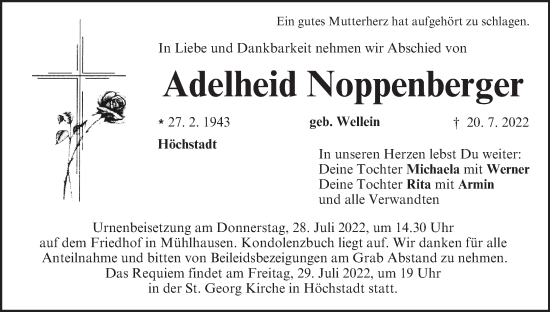 Anzeige von Adelheid Noppenberger von MGO